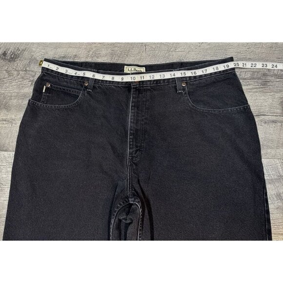 Vintage LL Bean Jeans Mens 40x31 Black Denim Relaxed Tapered Distressed HighRise - Picture 8 of 11